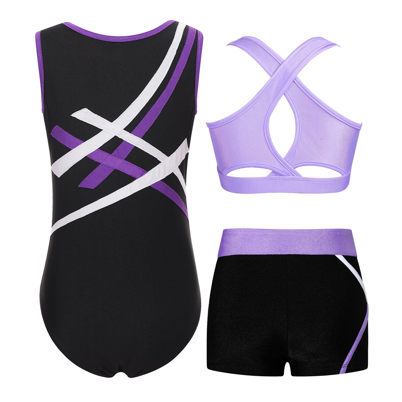 Kids Girls Sleeveless Gymnasti - Rhinestone Banding Trim recension och pris