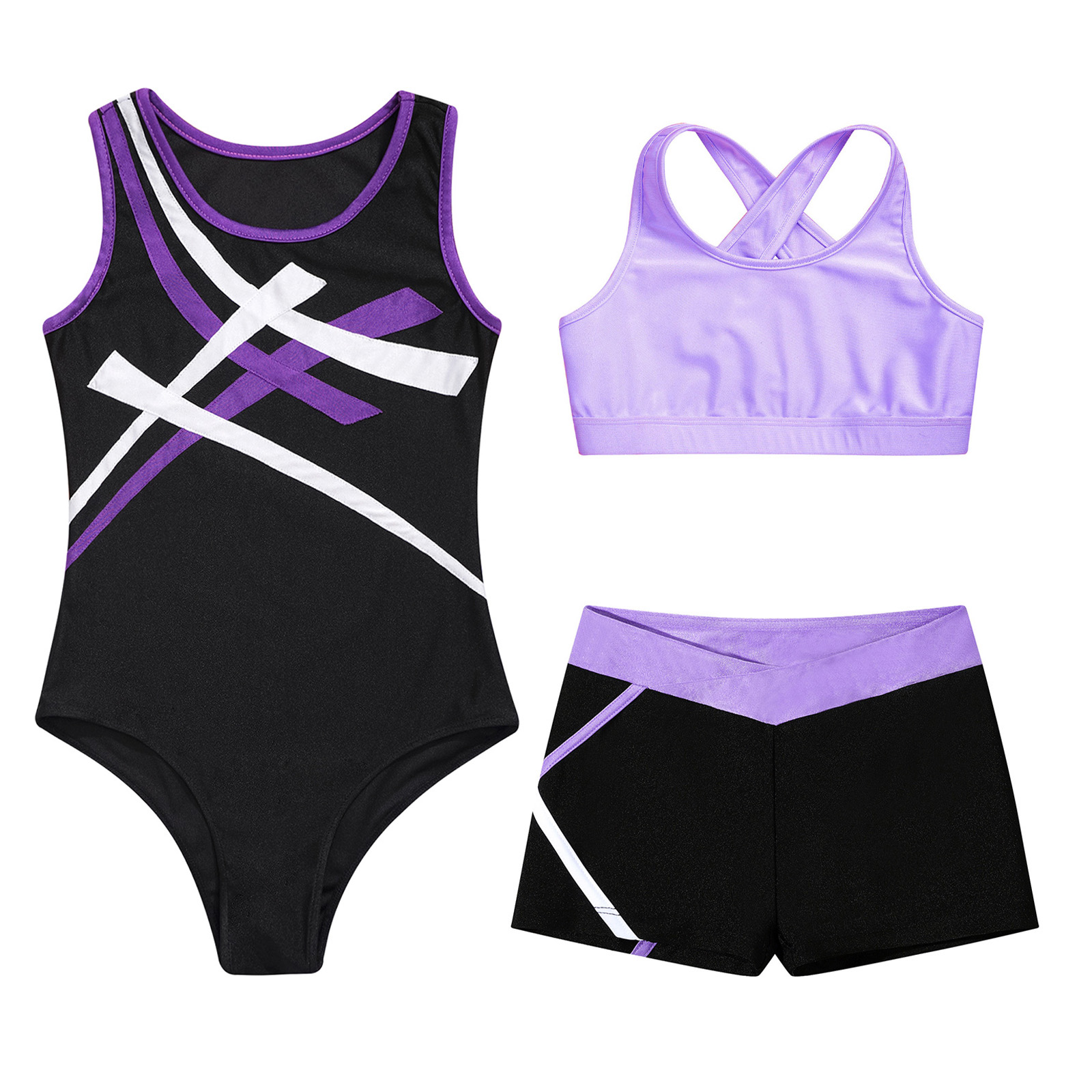 Kids Girls Sleeveless Gymnasti - Rhinestone Banding Trim recension och pris
