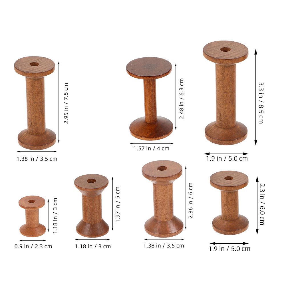 7Pcs Wooden Thread Spools Vint - Embroidery Craft recension och pris