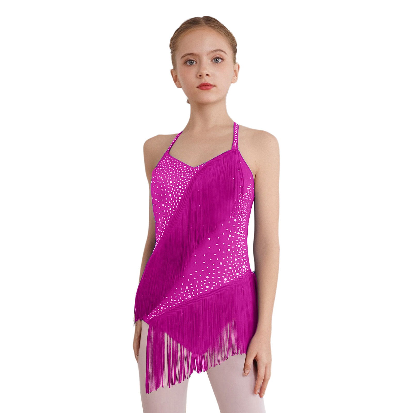Girls Tassel Latin Dance Leota - Rhinestone Banding Trim recension och pris