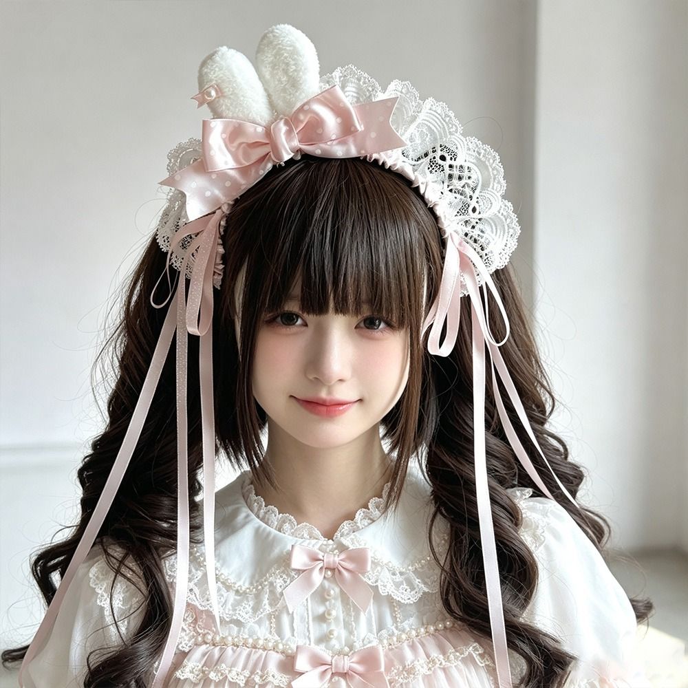 New Polka Dot Bow Bunny Ear He - Lace Ribbon Trim recension och pris