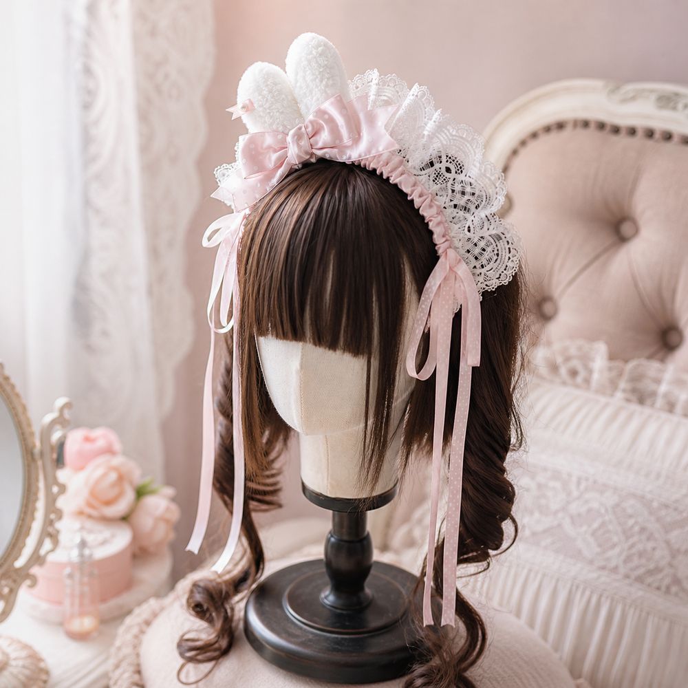 New Polka Dot Bow Bunny Ear He - Lace Ribbon Trim recension och pris